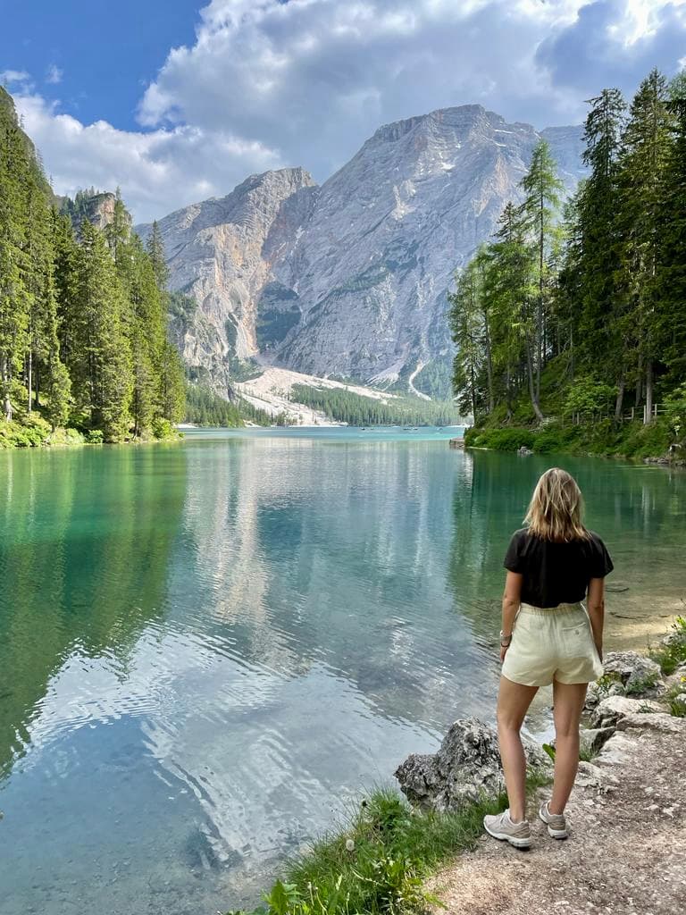 Crystal clear water at Lago di Braies, Dolomites